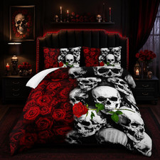 Skull Bedding Set Queen Size,Goth Bedding Sets Queen with Comforter,Skull Comfor