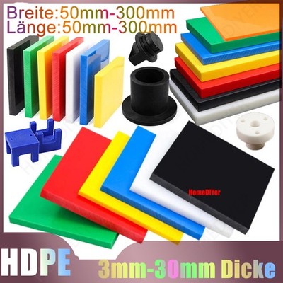 HDPE Kunststoffplatte Polyethylen Platten Flach Block 3 Farben Länge 50mm-300mm
