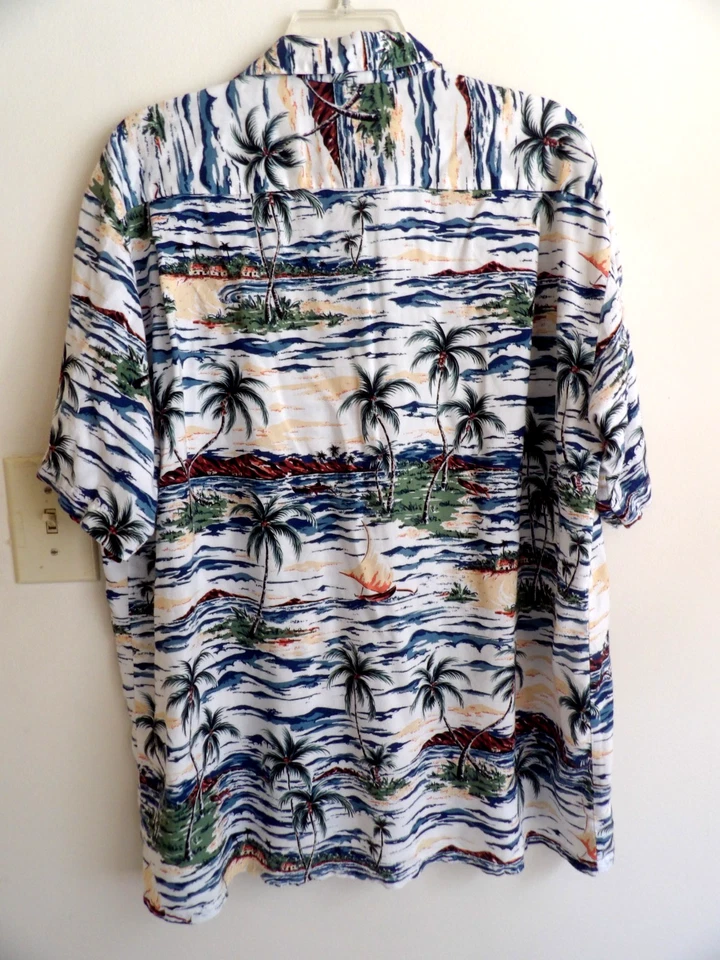 Мужская рубашка с коротким рукавом OCEAN CURRENT тропические пальмы на пуговицах размер L - Изображение 2 из 3
