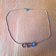M&S Multicolour Snake Chain Necklace Triple Interlinked Rings Lobster 41-45cm