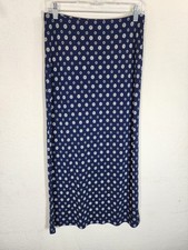 Vintage Liz Claiborne Maxi Skirt Small Navy Geometric Medallion 90s Knit Stretch