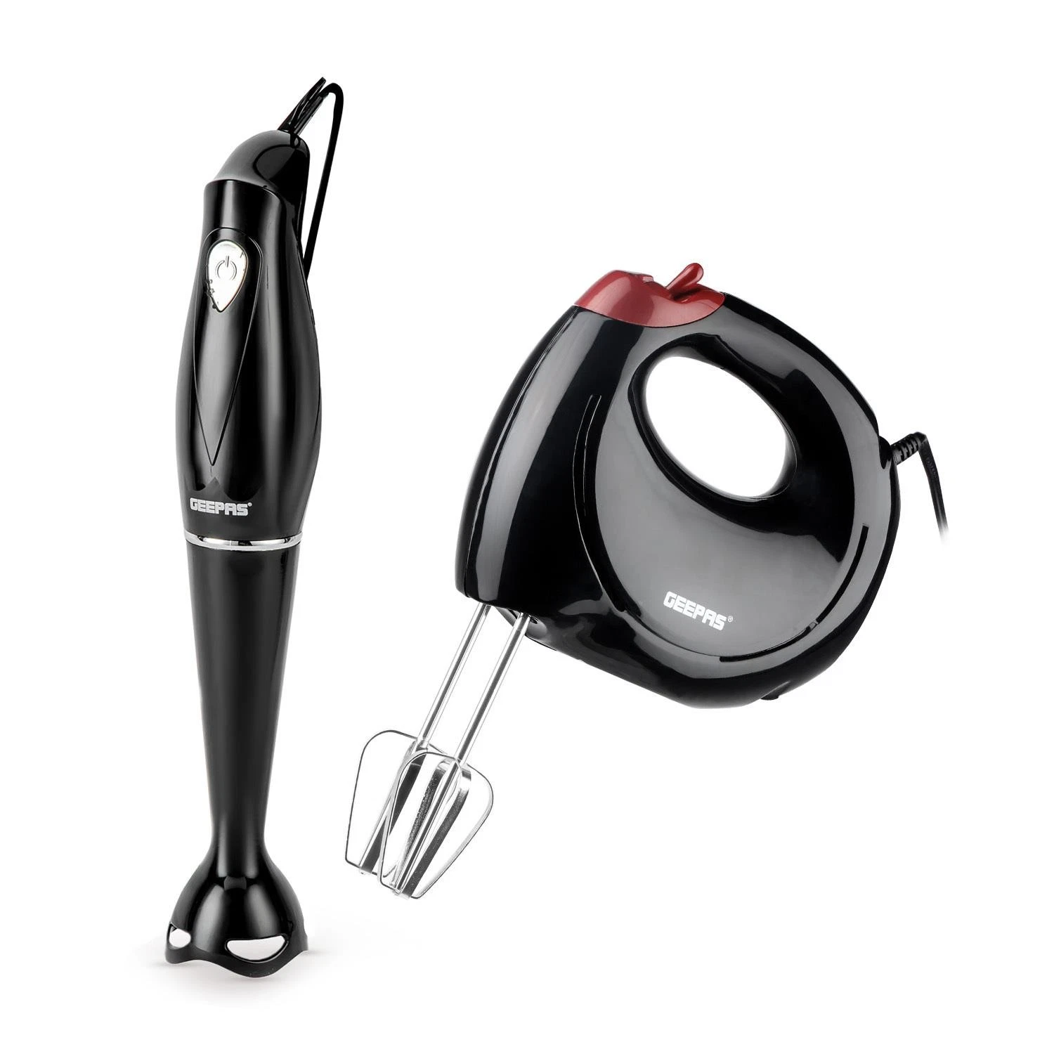 GEEPAS Hand Mixer & Hand Blender Set Electric Whisk Handheld Food Blender Black