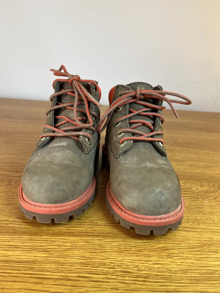 Timberland Boot Toddler 6 Inch Waterproof Grey & Orange Nubuck Size 7 Boot - Image 4 of 4