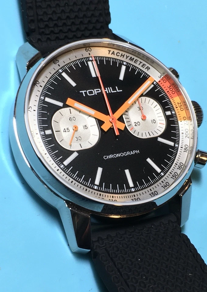 TOP HILL SEAGULL ST1901 MECHANICAL CHRONOGRAPH SAPPHIRE BLACK DIAL RACING 1963 - Image 3 of 4