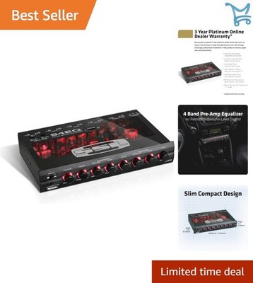 4 Band Car Audio Equalizer Pre-Amp Stereo Gold-Plated Outputs Wireless