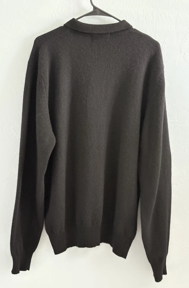 Lord & Taylor Hombres Negro 1/4 Botón Cuello Pullover Tejido CACHEMIRA Suéter XL Foto 2 de 4