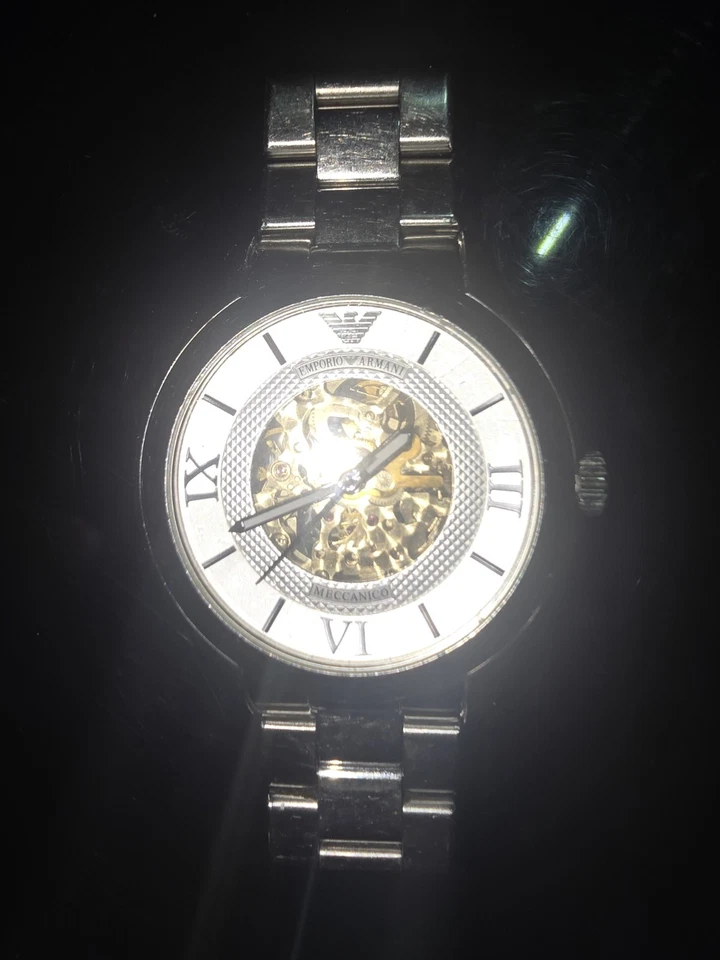 Relógio masculino Emporio Armani AR4647 Meccanico automático prata aço inoxidável $497 - Imagem 2 de 4