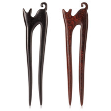 2PCS Wooden Hair Sticks French Twist Hair Pin, Handmade Ebony Sandalwood Hair Fo