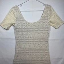 Abercrombie & Fitch Ivory Lace Bodycon Mini Dress Short Sleeve Women's Sz Large