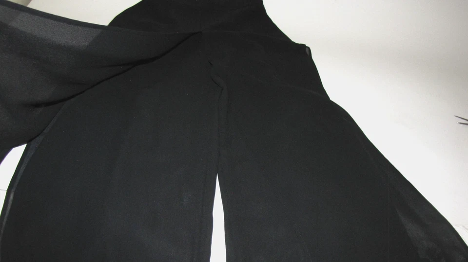 Vintage ELL Jay Black Wide Pants with Chiffon Maxi Skirt Overlay Women's 12/ 14 - Image 3 of 4