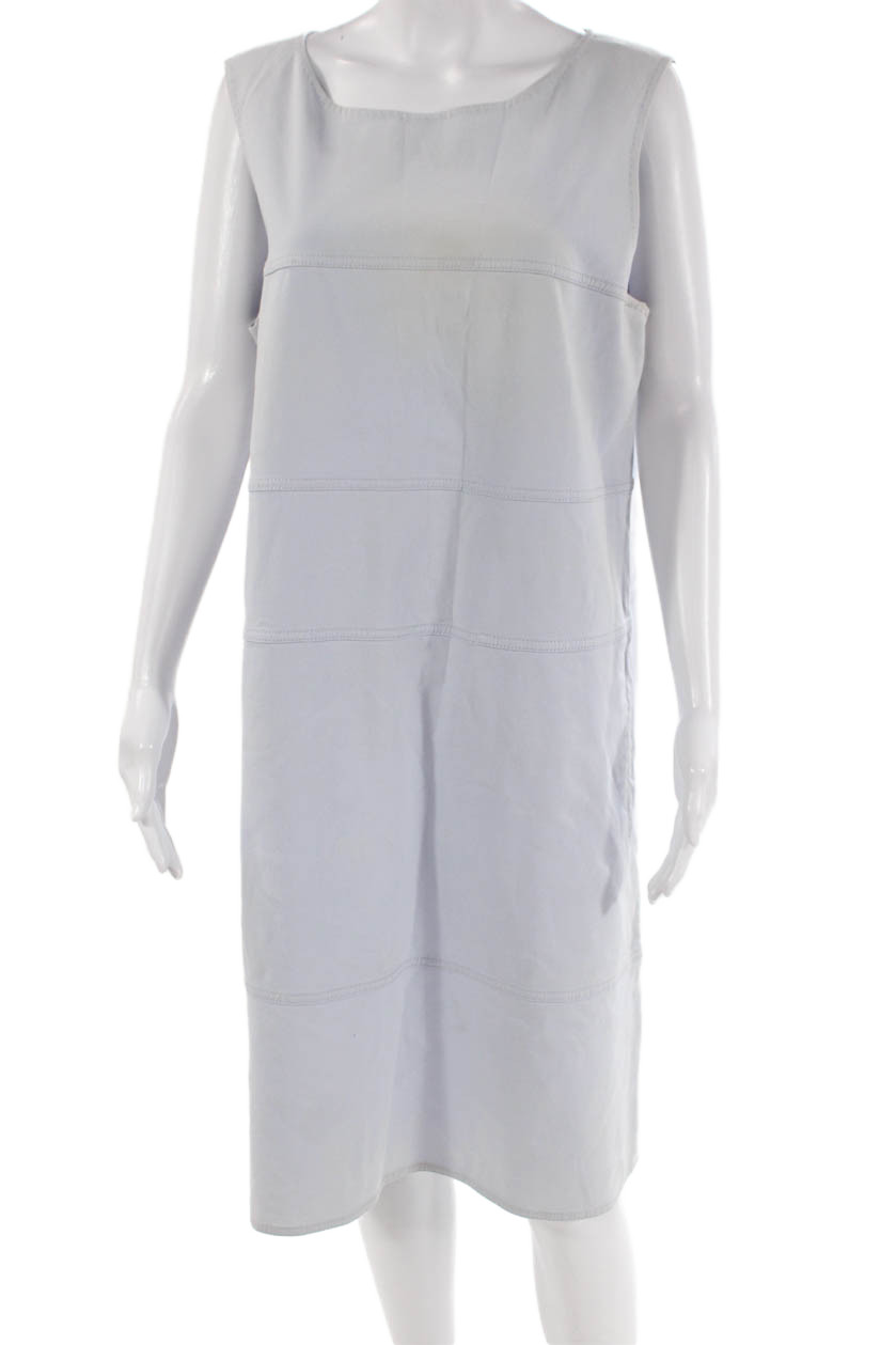 Lafayette 148 New York Womens Back Zip Scoop Neck Shift Dress Blue Size XLFree Shipping in US $100+ Orders | $6.95 Orders Below