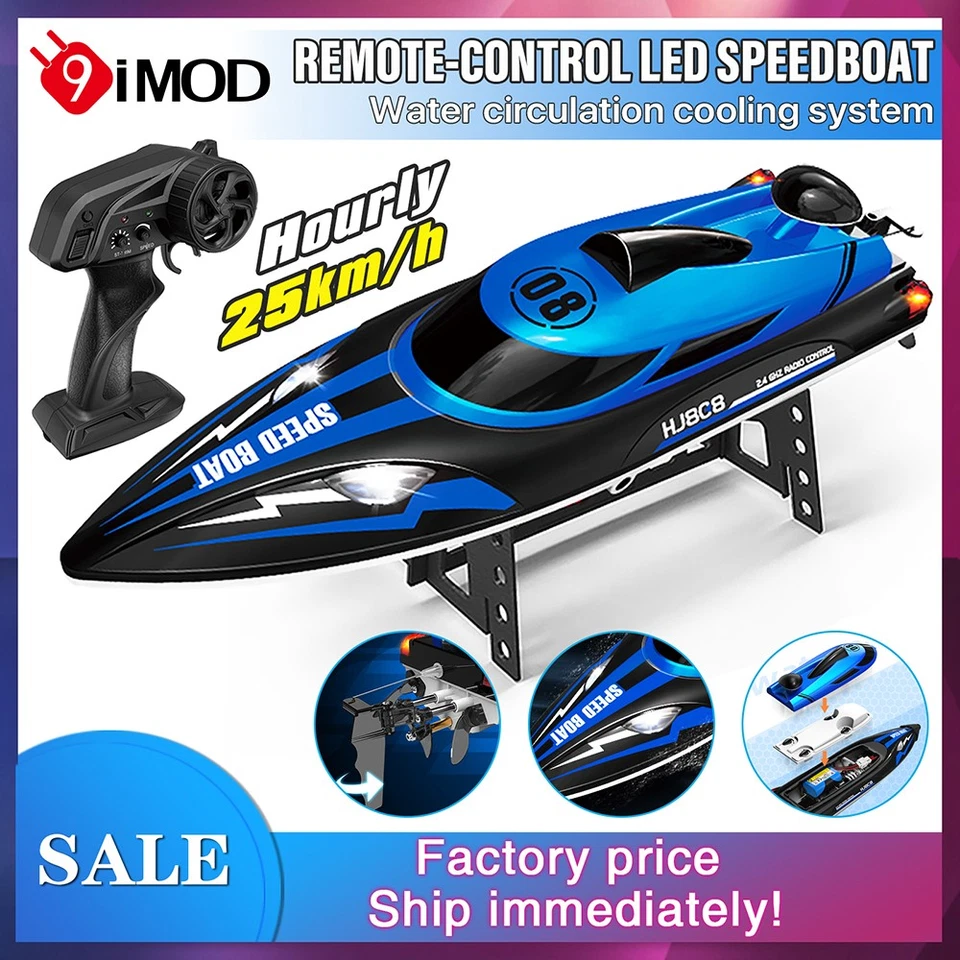 9IMOD HJ808 2,4 GHz High-Speed Fernsteuerungs Rennboot LED Brushed Boot 25km/h - Bild 4 von 4
