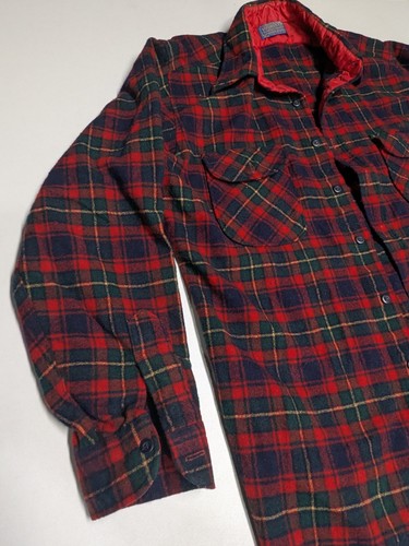 Vtg Pendleton Flannel Shirt X-Large Tartan Red Check Plaid Virgin Wool Made USA - Picture 3 of 24