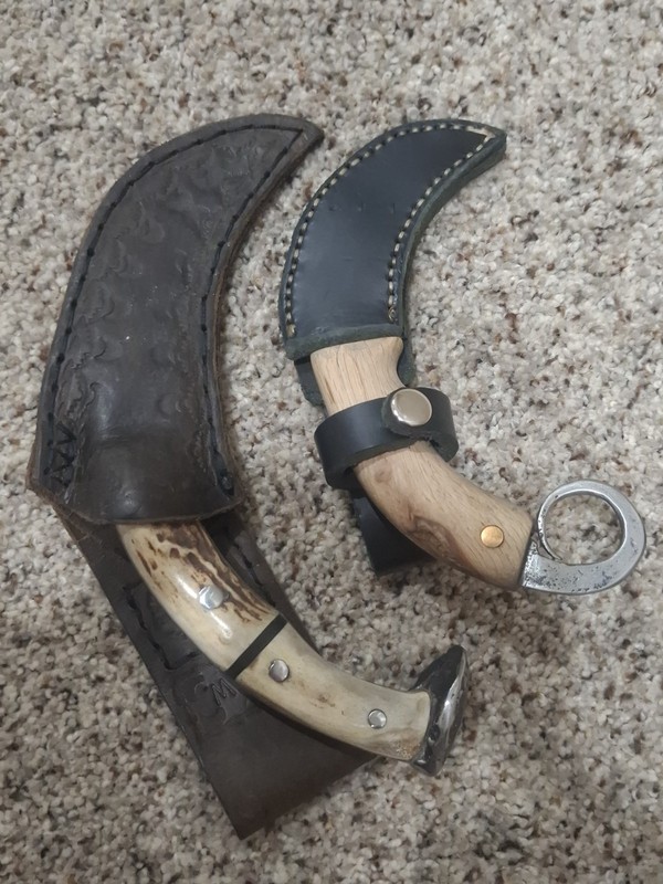 Handmade Knives Made From Old Railroad Spikes With Handmade Leather Sheaths 