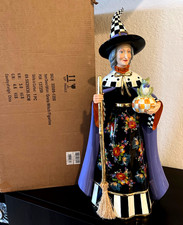 MacKenzie Childs Courtly Check Floral GRETA WITCH Halloween Figure Decor 24" NEW