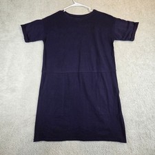Eileen Fisher Petite PP Navy Organic Cotton Stretch Jersey Pocket Shift Dress
