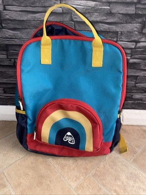 Frugi Rucksack Backpack Tasche Kleinkind Reisetasche Waldgrün Regenbogen Vorschule