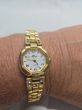 VTG Faberge LXF931 Women's Gold Tone Crystal Accented Quartz Watch Japan READ