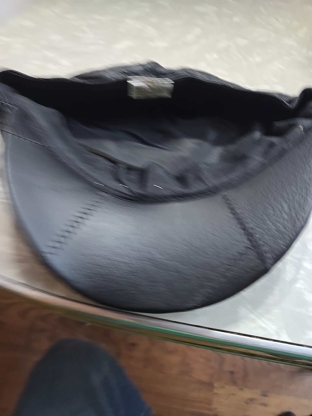 Leather hat patriotic patchwork embordered Black … - image 7