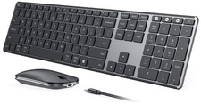 Combo de teclado y rat n inal mbricos Bluetooth recargables multi-dispositivo