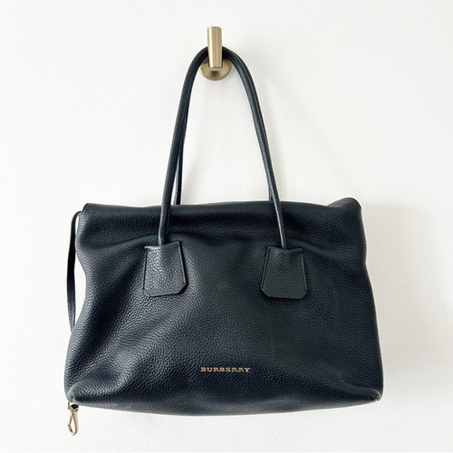 Burberry London Baynard Calfskin Black Pebbled Leather Handbag