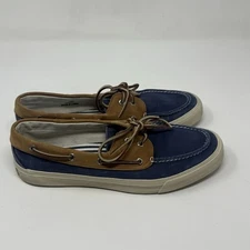 Sperry Top Sider Bahama Boat Shoes Mens 11 M Blue Brown Leather Canvas 2 Eye