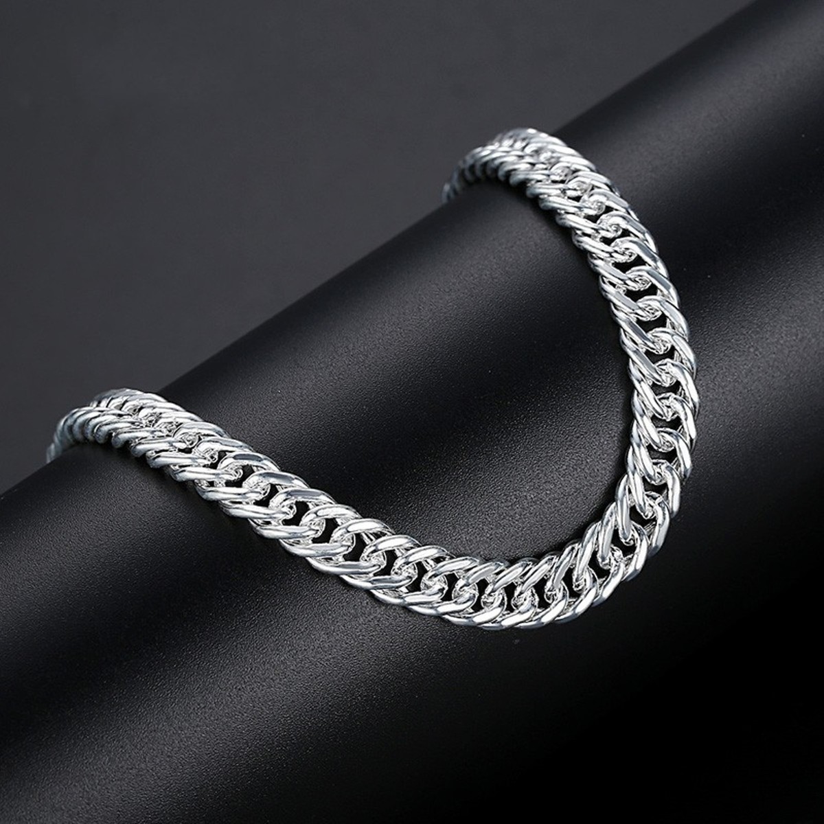 Real Pure S999 Sterling Silver Chain Best Gift Men Curb Link
