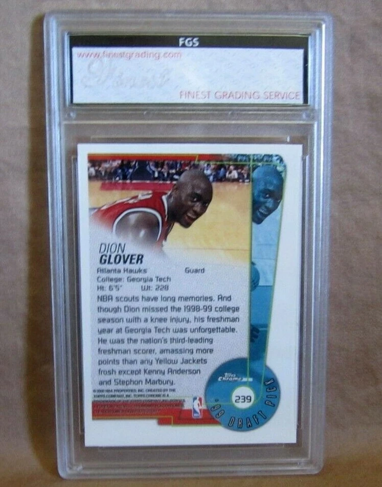 DION GLOVER 1999-00 TOPPS CHROME ROOKIE CARD#239 FGS10!Atlanta Hawks G RC - Image 2 of 2