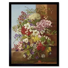 Painting Dietrich 1877 Still Life Flowers 12X16 Inch Framed Art Print