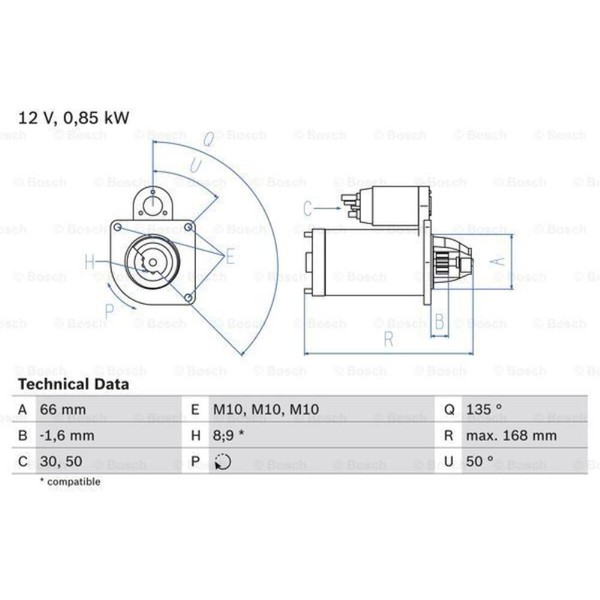 Bosch Anlasser Starter 0.85Kw FüR Renault Megane Scenic 0 986 021 051-image