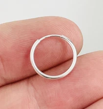 Endless Hoop Earring Wire Sleeper Thin Hinged Earring Small 14mm Sterling Silver
