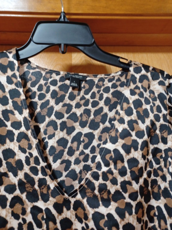 ANN TAYLOR Factory Women's Leopard Print Top Size Large eBay