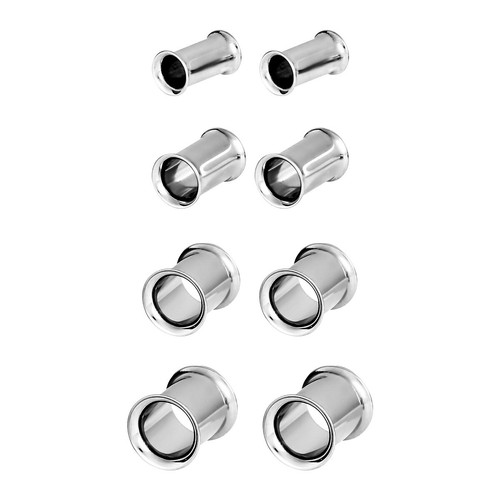 Paire de boucles d'oreilles en acier chirurgical PVD argent double évasement boucles d'oreilles jauges bouchons - Photo 11/108