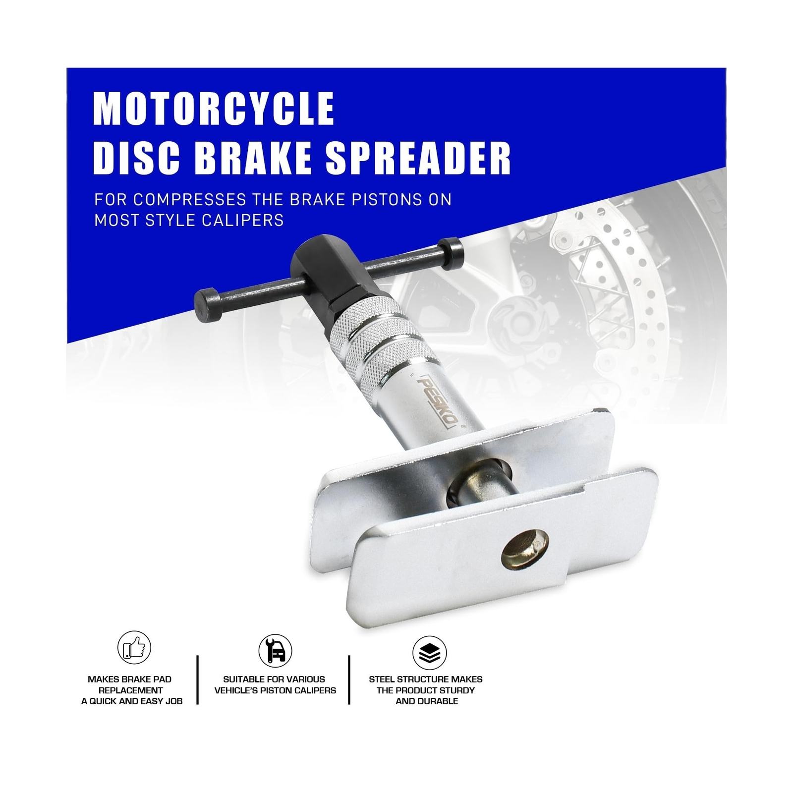 Heavy Duty Motorcycle Brake Caliper Spreader Tool - Compression Tool for Most...