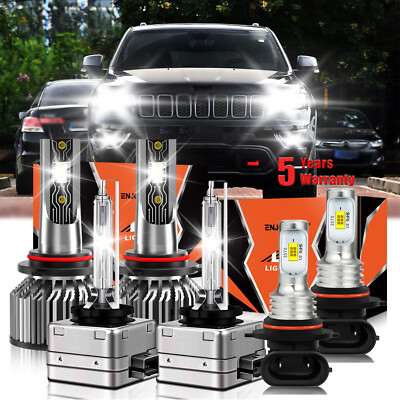 For Jeep Grand Cherokee 2009-2010 LED HID Headlight Combo + Fog Light Bulb White