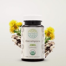 HerbEra Elecampane 60/120 Capsules, 500 mg, Organic Inula Helenium 