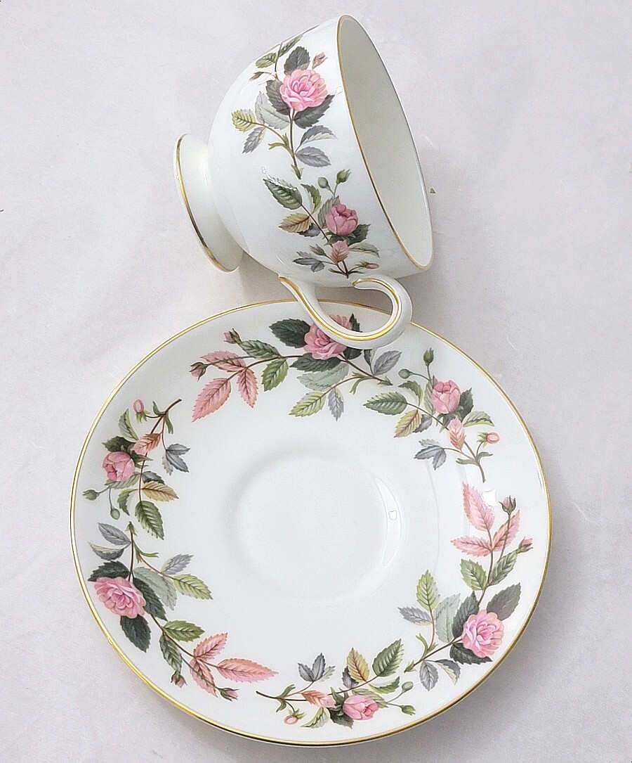 Wedgwood Bone China England Pink Hathaway Rose Cup & Saucer 301 | eBay