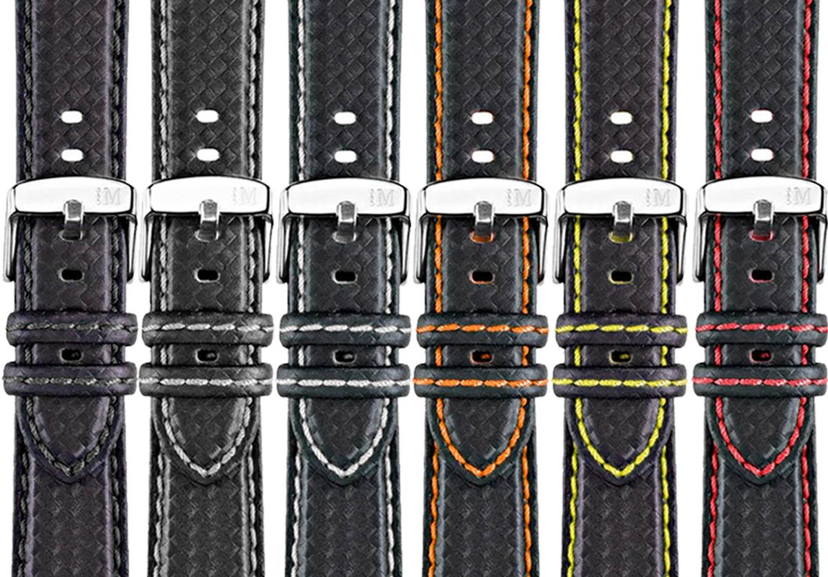 Morellato Biking Carbon Fibre Watch Strap Colored Stitching - Designed in Italy