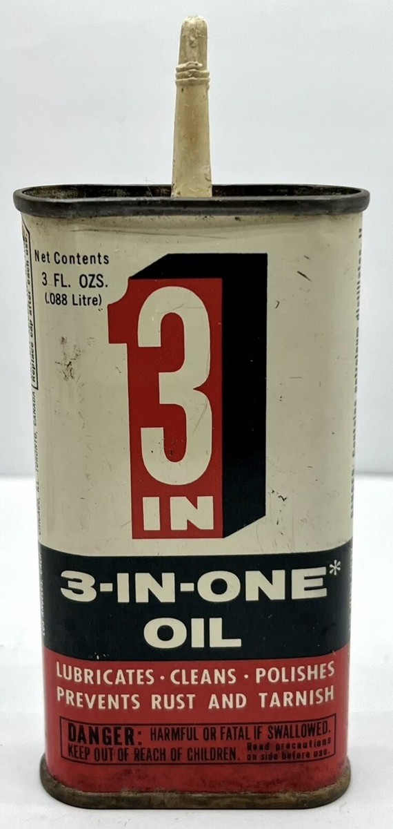Vintage Three In One 3 in 1 Light Household Lubricant Oil Can 3oz