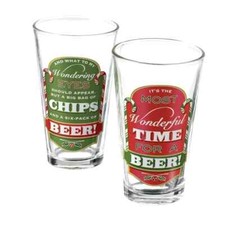 Set/4 Grasslands Road Amcan Christmas Holiday Cheer Beer Glasses Pilsner 14oz