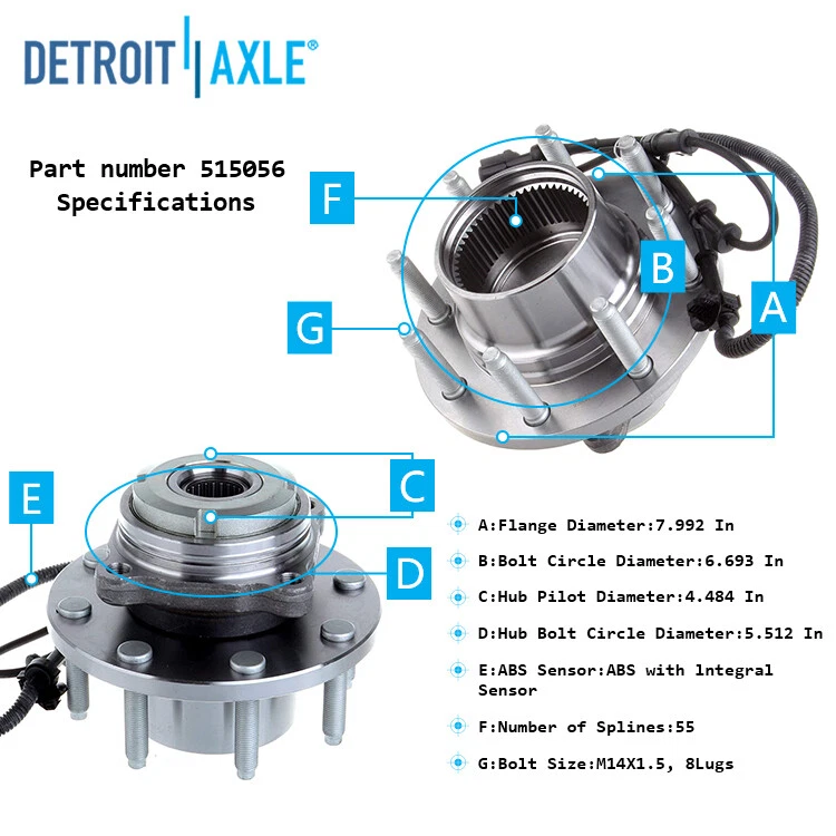 Bujes de cojinete de rueda delantera 4x4 Tierod rótula 2003 2004 Ford F-250 F-350 SD SRW Foto 3 de 4