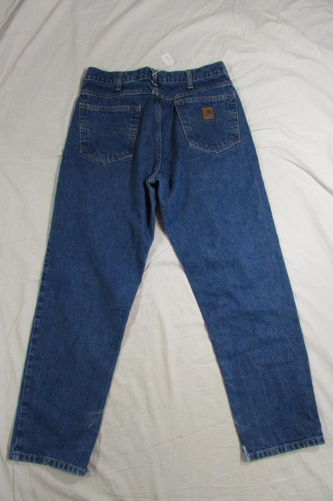 Carhartt B17 DST Dark Denim Work Jeans Tag 34x30 Measure 33x30 | eBay