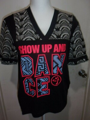 Zumba Active Dance Graphic Loose Fitness V-Neck Workout T