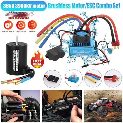 #ad 3650 3900KV Waterproof Brushless Motor 120A ESC Combo Set for 1 10 RC Car Truck $35.00