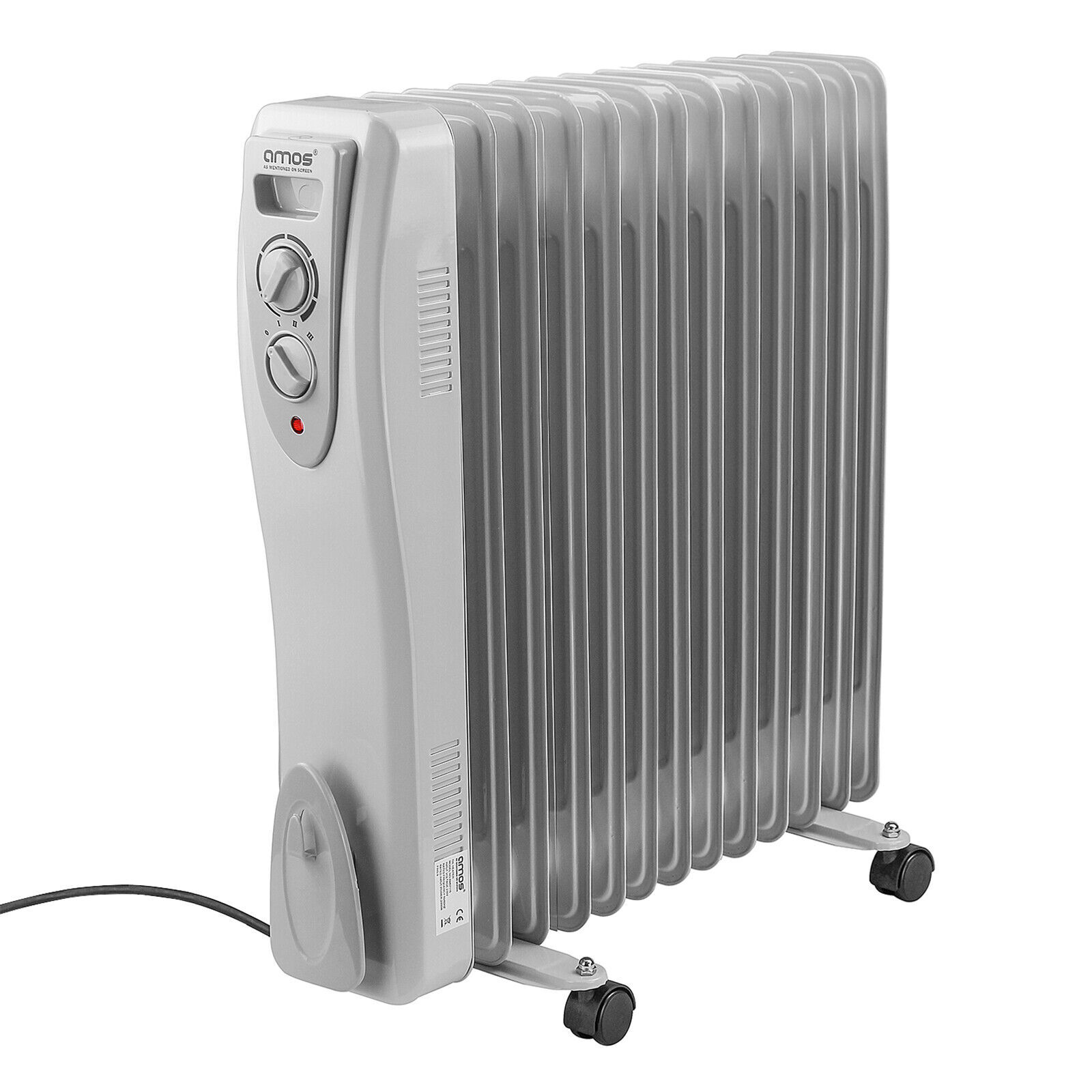 AMOS Oil Filled Radiator 3000W 13-Fin Thermostat Heater with Indicator,  5055402167139 | eBay