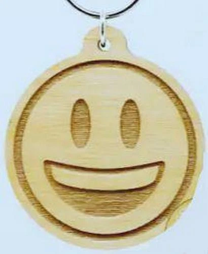 Portachiavi portachiave con emoticon emoticons smile faccine in legno wood - Immagine 4 di 4
