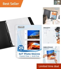 25 Pack Acid-Free 5x7 Photo Sleeves for Binder - Preserve 100 Treasured Memories