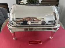 Shafing Dish Metal Silver With Bain Marie Plate Logo Georges V