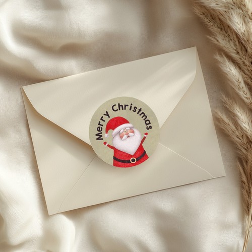 Christmas Santa Kraft Inspired Father Sticker Merry Happy Xmas Gift Label - C25 - Picture 4 of 4