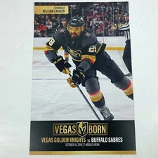 Vegas Golden Knights vs Buffalo Sabres Game Poster 10/16/18 William Carrier